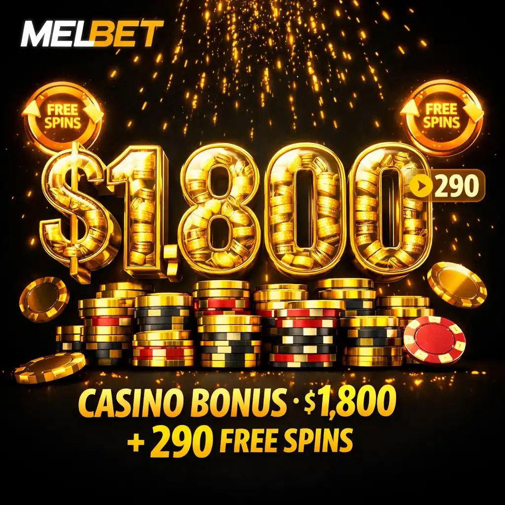 Melbet casino bonus 1800 numbers coins dark background