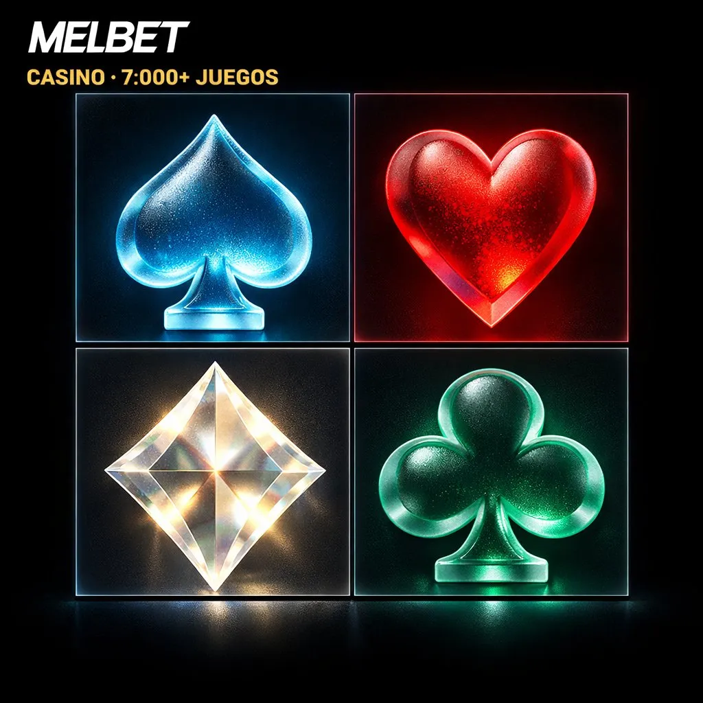 Melbet casino tragamonedas dados dorados cartas oscuro neon azul