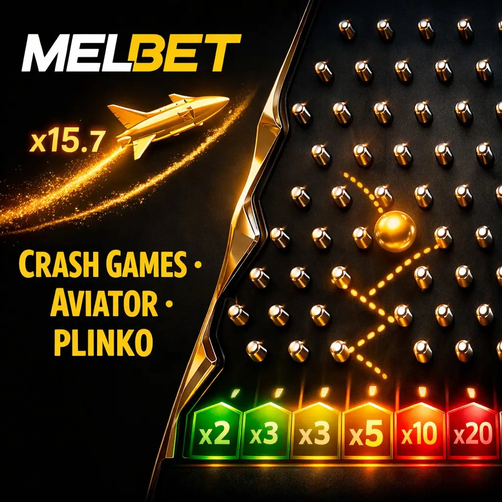 Melbet crash games aviator airplane plinko board dark background