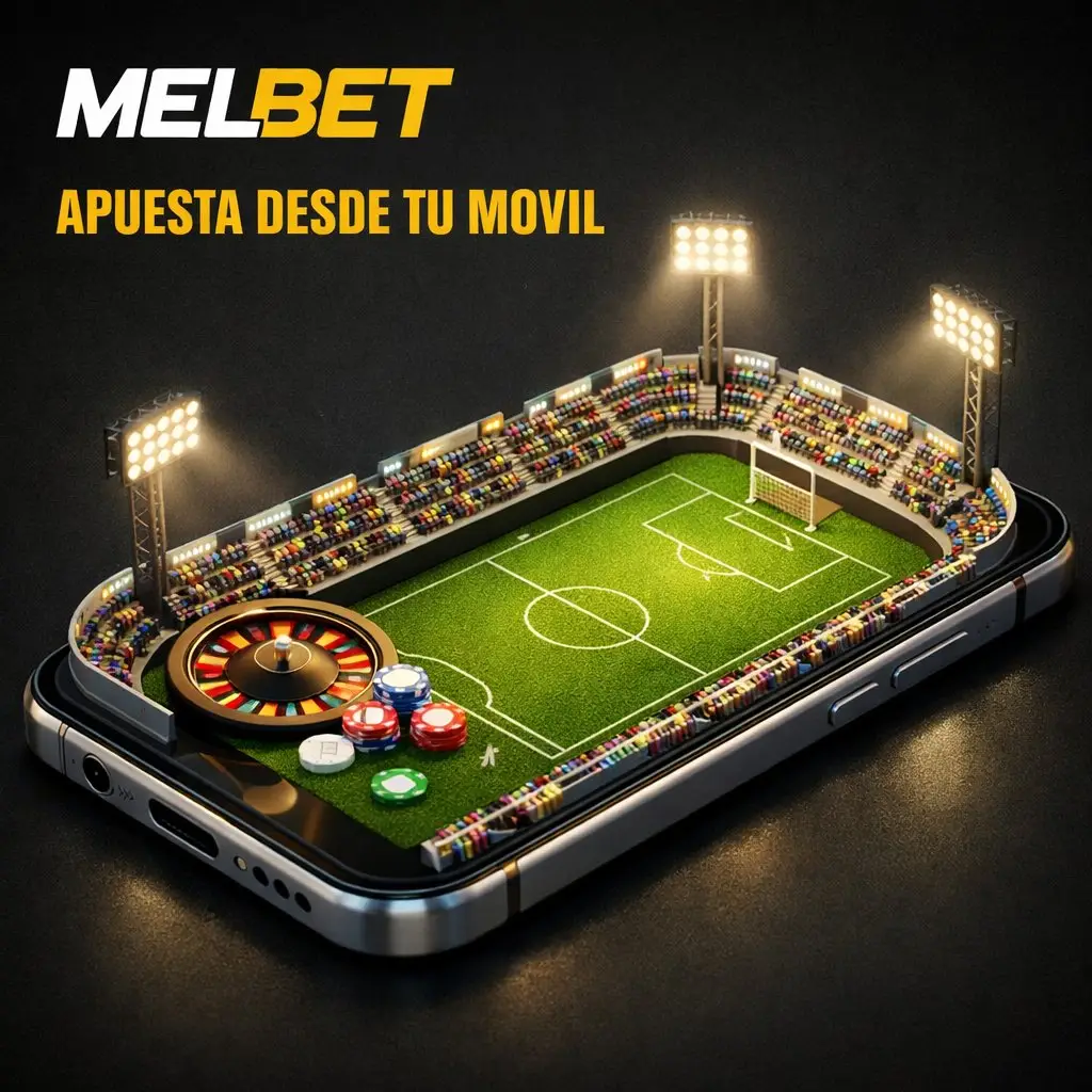 Melbet movil apuestas rapidas smartphone dorado fichas oscuro neon