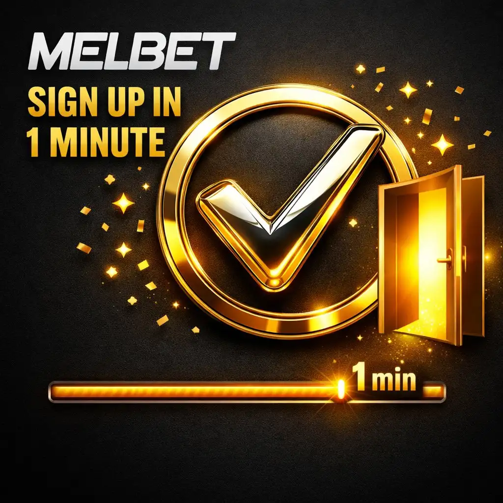 Melbet sign up timer checkmark dark background
