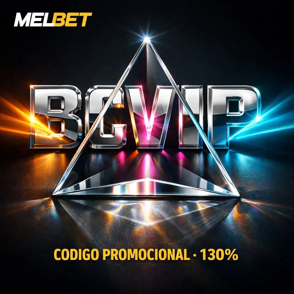 Melbet codigo promocional BCVIP texto dorado regalo caja negra neon