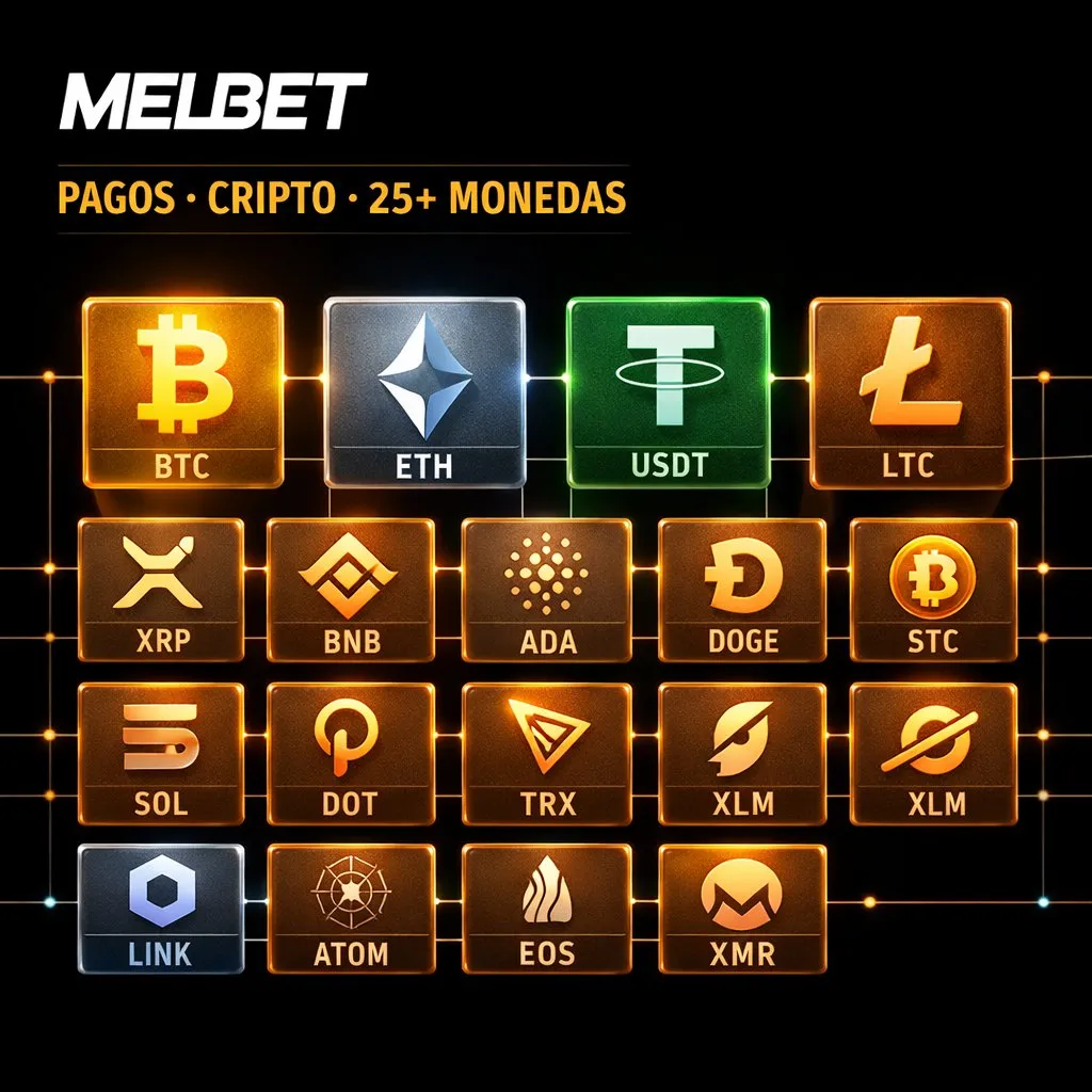 Melbet pagos deposito retiro Bitcoin dorado moneda billetera oscuro neon